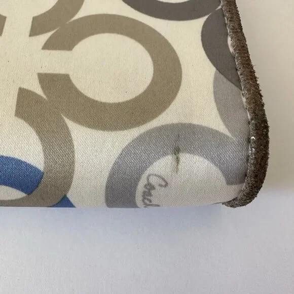 Coach Women's Madison Clover Op Art Wallet Blue Cream Brown Satin - Picture 11 of 15